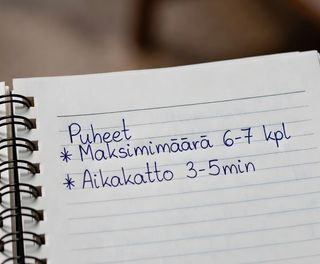 Kuva muistiosta missä raamit puheille